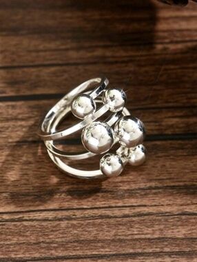 Silver Multi-Ball Statement Ring - Women Jewelry